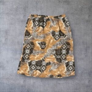 Brown Paisley Animal Print Maxi Skirt